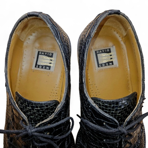 David Eden Alligator Dress Shoes Black Size 10 Oxfords Genuine Leather Exotic - Picture 9 of 16